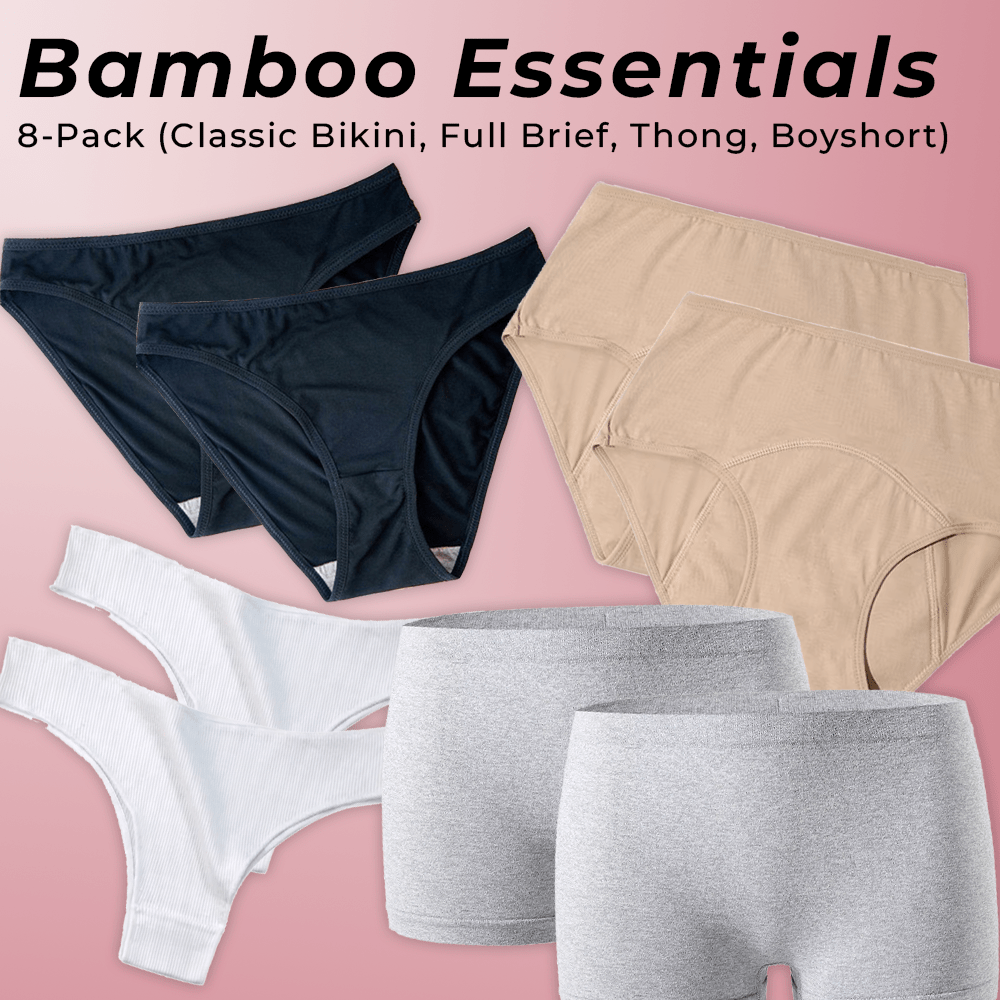 Bamboo Essentials 8-Pack (Classic Bikini, Full Brief, Thong, Boyshort)